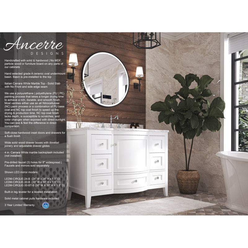 Lauren 48'' W Single Vanity, Brushed Nickel, White