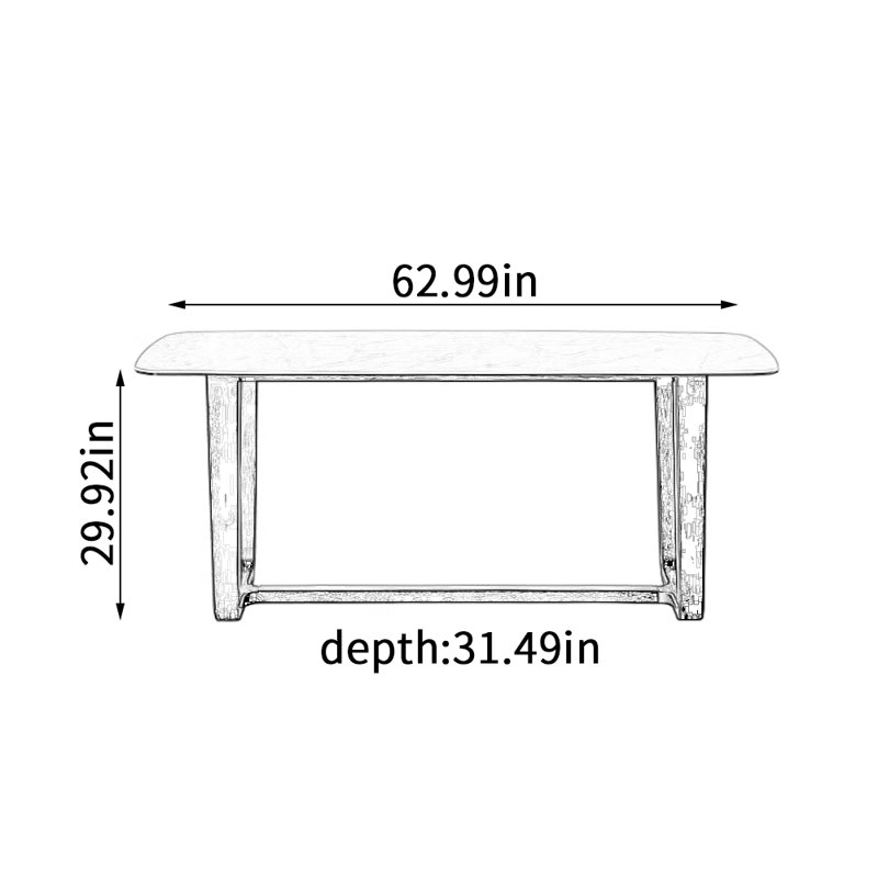 Table de salle à manger durable, H 29,92 po x L 62,99 po x l 31,49 po