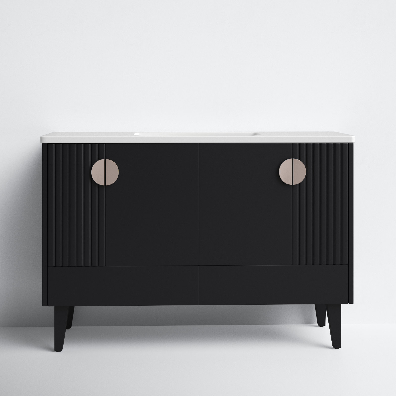 Saimah 48'' Single Bathroom Vanity, Black, Satin Nickel