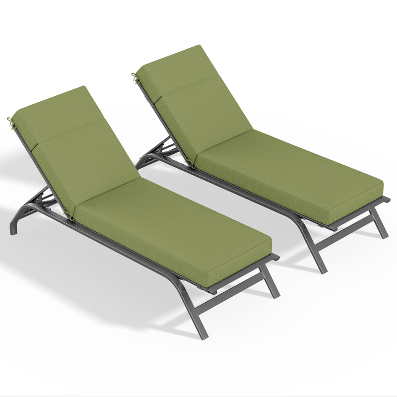 Outdoor Chaise Lounge Cushion – Weather-Resistant, Reversible, Plush Comfort, 21" W x 72" D, Light Green