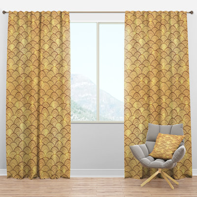 Golden Clouds In The Sky - Mid-Century Curtain - Velvet Room darkening - 1 panel