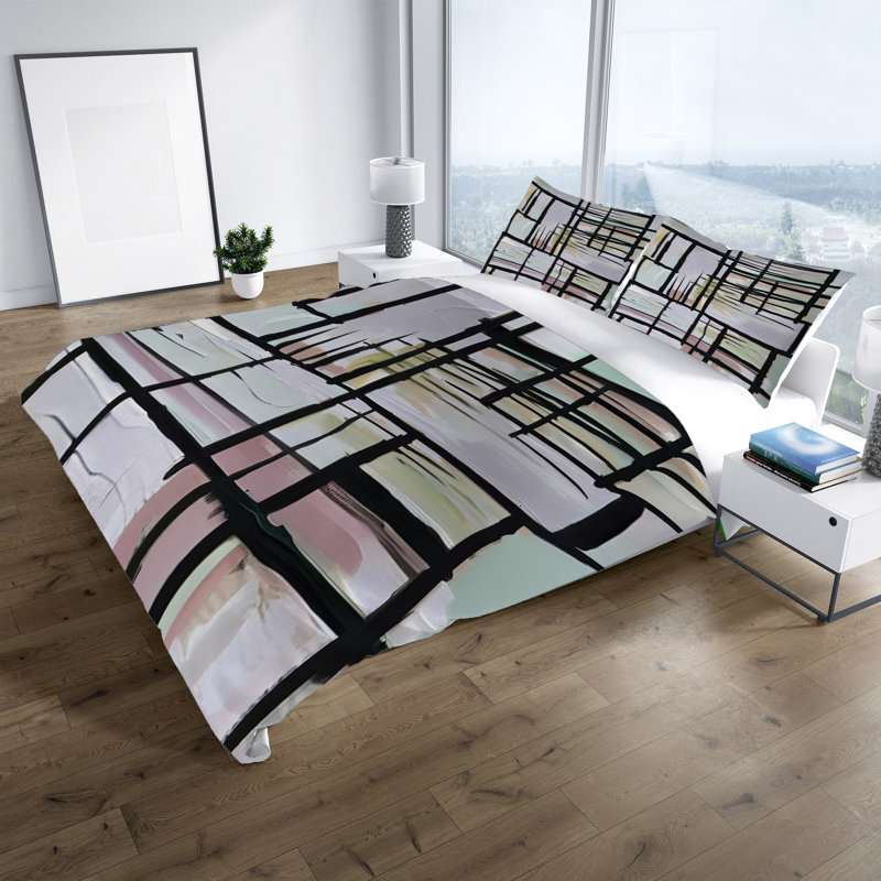 Polyester Abstract Duvet Cover, Twin Duvet Cover + 1 Queen Sham