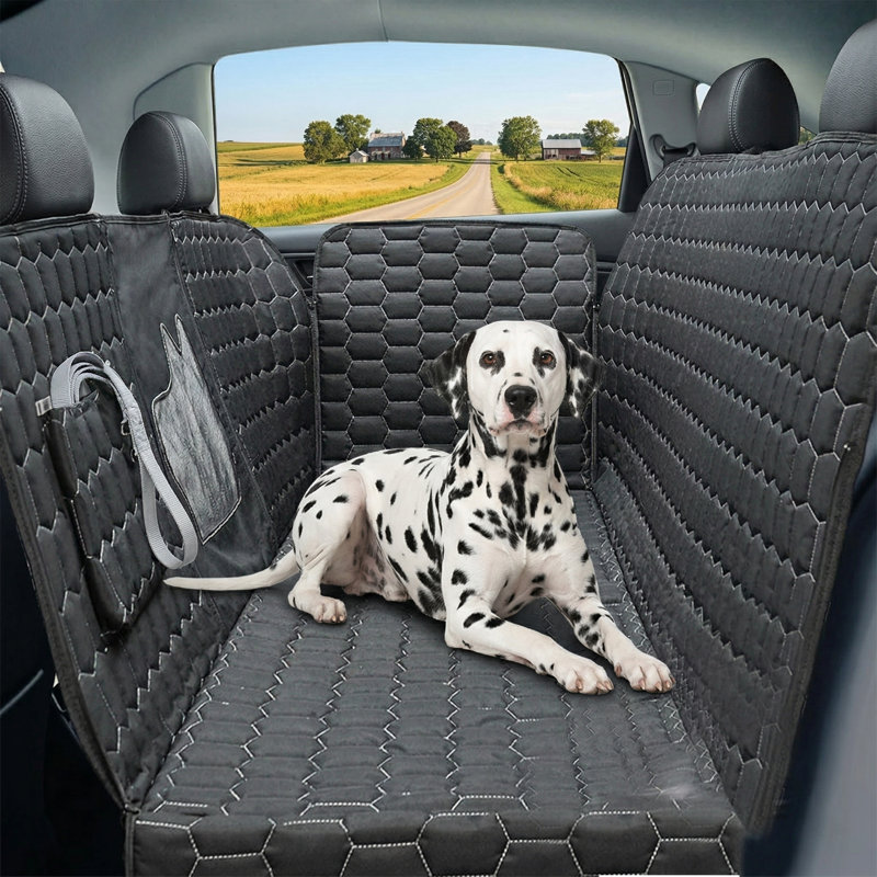 Housses de siège arrière pour canines spécialement conçues pour les véhicules du modèle 3 de Tesla, protection de siège pour animaux de compagnie entièrement imperméable protégeant contre les égratignures et les éraflures, configuration de hamac pour Tesla avec fenêtre de visualisation en filet et protection de l'appui-tête.