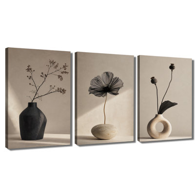 3 panneaux d'art mural Wabi Sabi