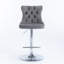  Ensemble de 2 tabourets de bar pivotants en velours, comptoir capitonné à hauteur réglable avec base chromée et garniture cloutée, gris