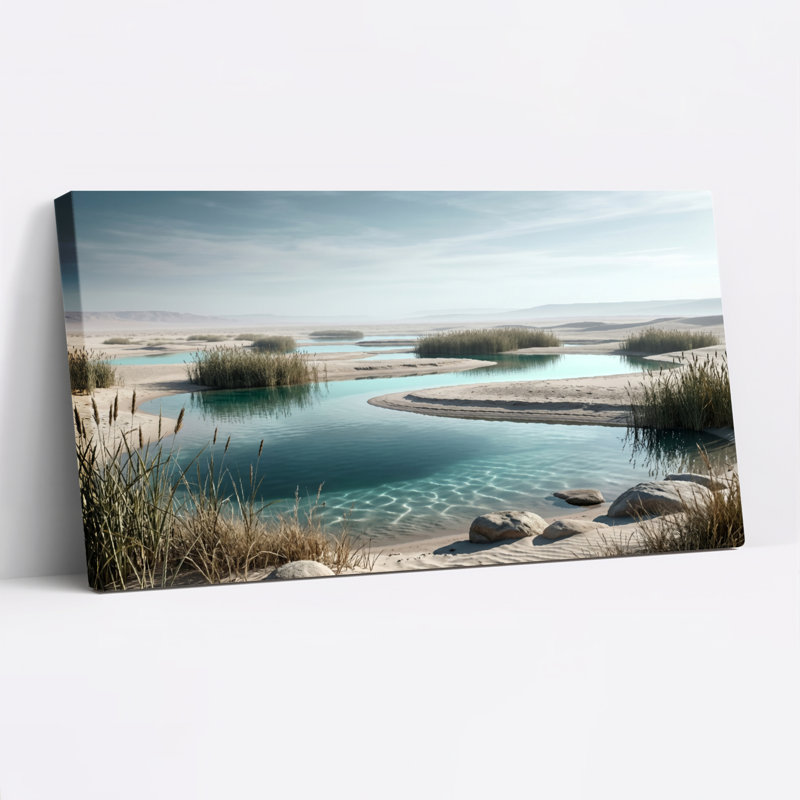 Ensemble de 1 tableau sur toile « Oasis du désert », L 48 po x H 24 po, Toile tendue