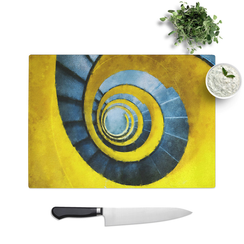 Tempered Glass Spiral Staircase Painting Chopping Board, 20 cm x 28.5 cm