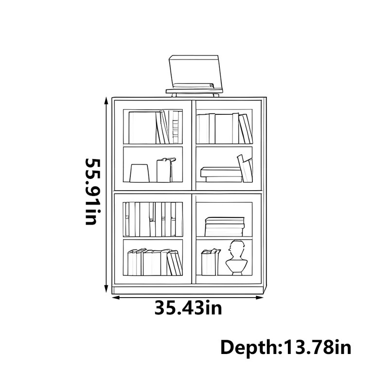 Ayaansh, (4 Shelves) 55.91"H x 35.43"W x 13.78"D