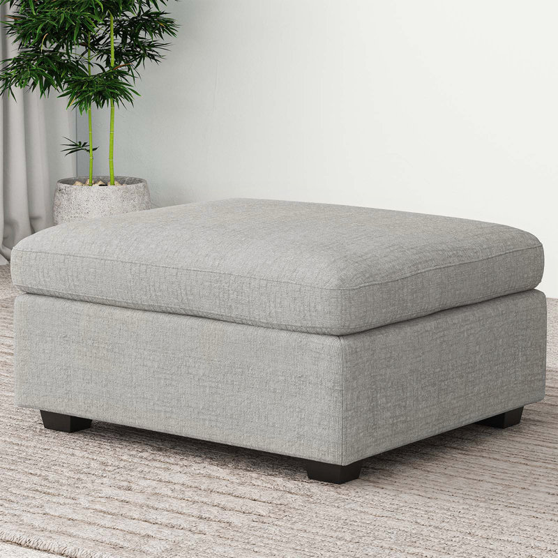 Hymes 29.9'' Wide Chenille Storage Ottoman, Gray