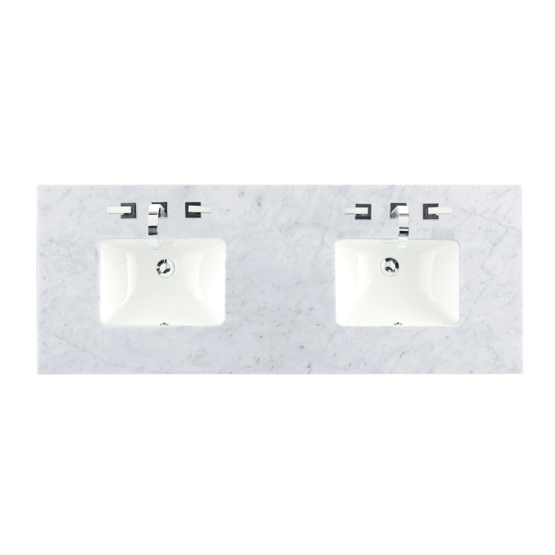 Brittany 60'' W Vanity, Carrara White, Bright White, 8" Widespread