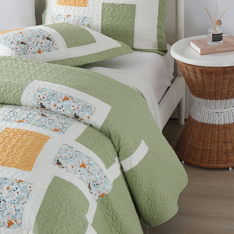 PW103 Cotton Patchwork Quilt, Queen Quilt + 2 Standard Shams