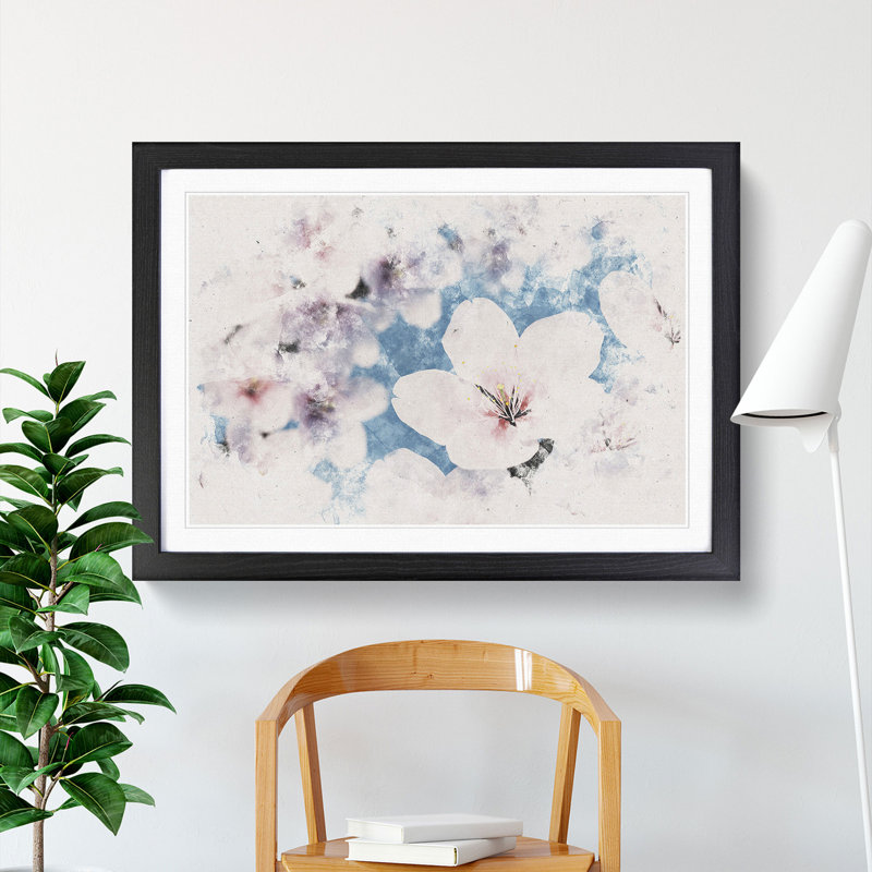 Cherry Blossom Tree in Spring - Picture Frame Painting Print, 36cm H x 48cm W x 2cm D, Black Framed