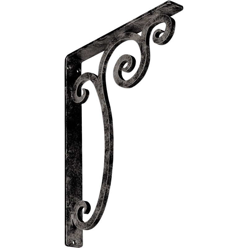 Support en fer forgé Avery, Argenté antique chaleureux, H 15 po x l 1,5 po x p 12 po