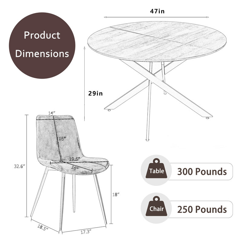 Ensemble de table ronde, Noir, noir, noir, noir, 5, Gris