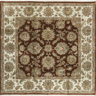 Tapis rouille et ivoire de haute qualité noué à la main