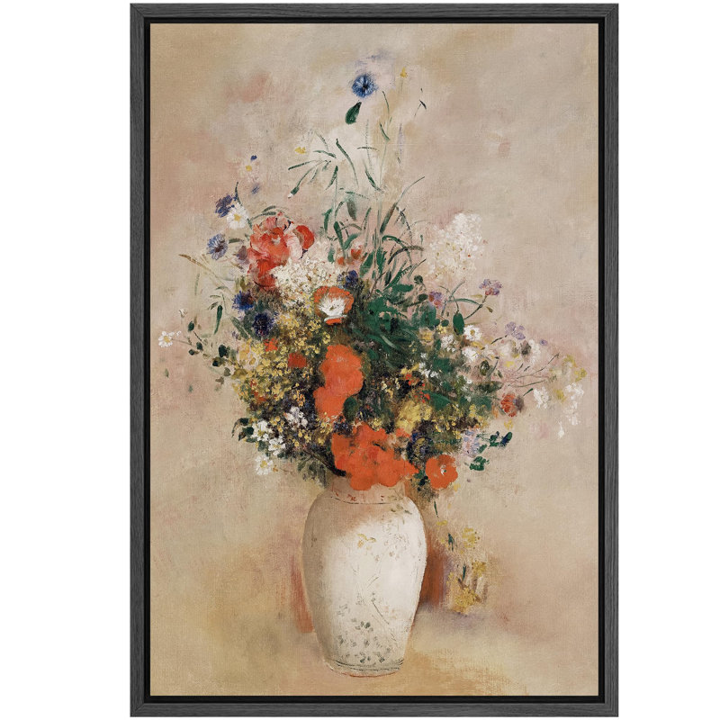 Ensoleillé, jardin, fleurs, vase, impressionniste, floral, illustrations, rustique, campagne française, Noir