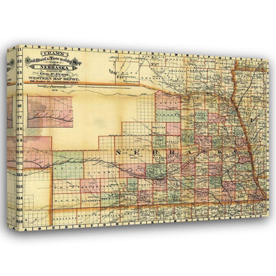 Alcott Hill® Vintage Maps Gallery Wrapped Canvas Art Titled: Nebraska 1878
