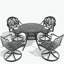 Ensemble de salle à manger 5 pièces en aluminium coulé résistant aux intempéries, comprenant 4 chaises pivotantes et une table ronde de 35,43 po avec structure noire (même SKU: W1710S00433)