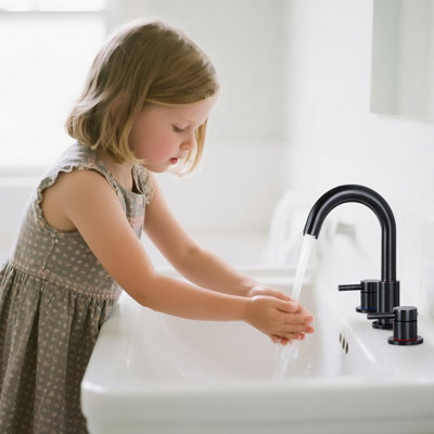 Widespread Bathroom Faucet 3 Hole, 2-handle 8 Inch Bathroom Sink Faucet with Drain Assembly