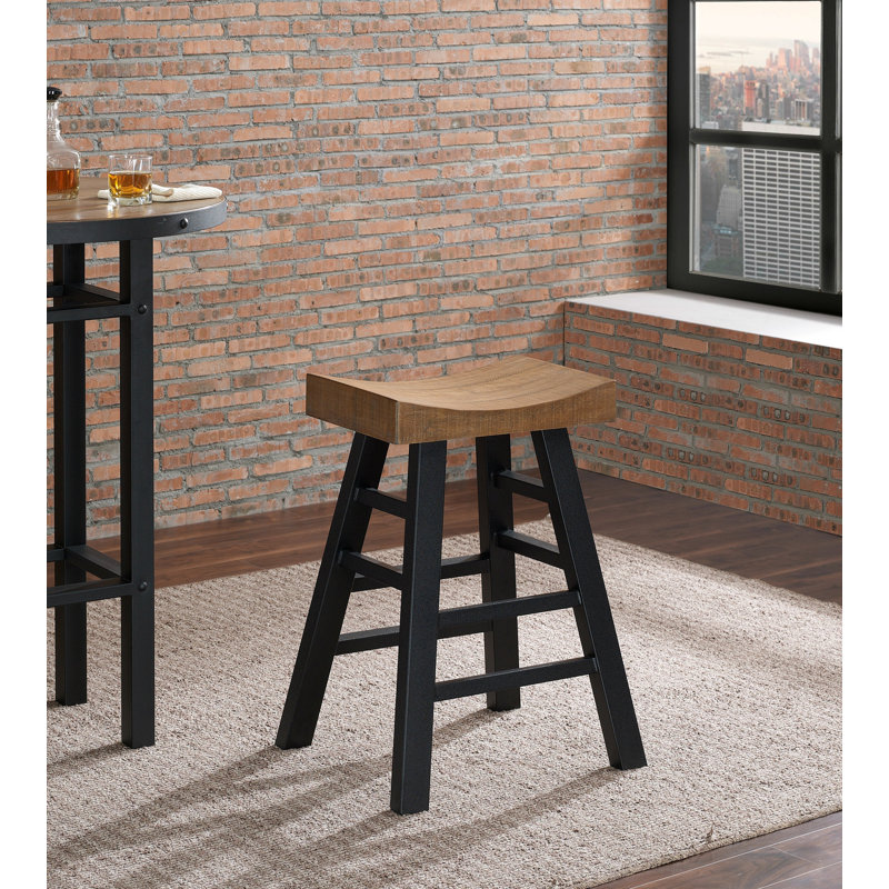 Tabouret de comptoir American Heritage Cheyenne - siège en bois récupéré massif avec base en métal graphite, entièrement assemblé et capacité de poids de 300 lb
