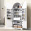 Armoire garde-manger arquée en bois de 72 po de hauteur, armoire de rangement avec tablettes réglables, supports de porte et tiroir caché (blanc)-435181616