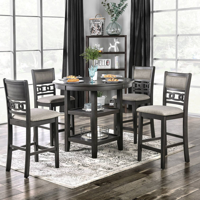 L 42,4 po et l 18,9 po transitionnel 5 pièces Comptoir Ht. Ensemble de table, gris