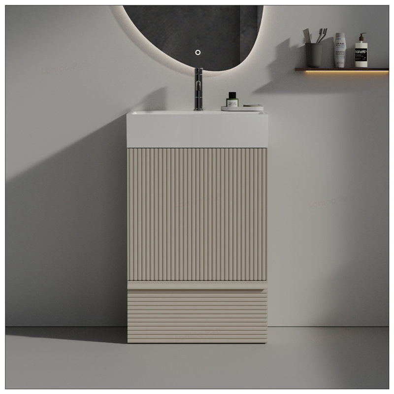 Armoire de salle de bain autoportante 20 po sans lavabo, Gris, Gris