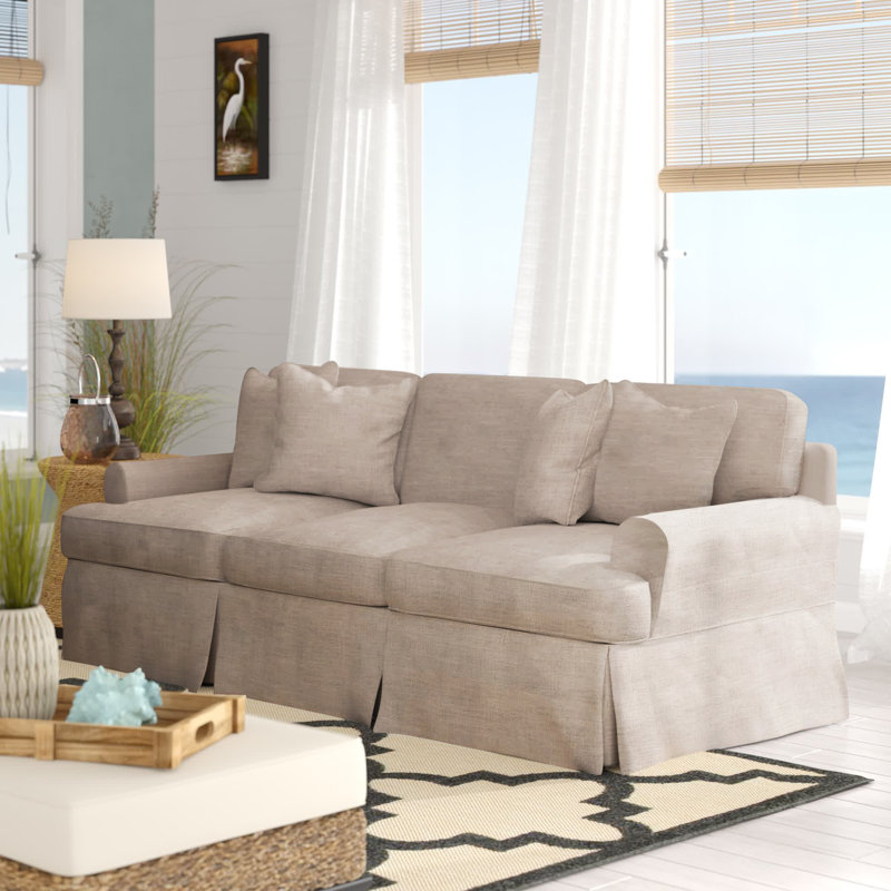 Pike 85" Rolled Arm Slipcovered Sofa with Reversible Cushions, Linen