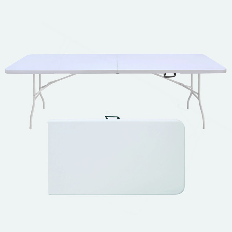 Table pliante, table en plastique portative pour le camping, pique-niques, fêtes, table pliable à charge élevée, Blanc