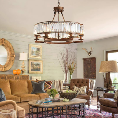 6-Light Dimmable Drum Crystal Chandelier