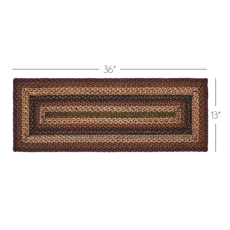 Chemin de table géométrique en jute et coton Birt Whistle, Rouge brique / noir champêtre / brun clair