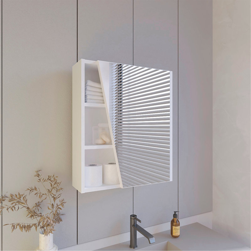 Medicine Cabinet With Mirrored Door And Open Storage