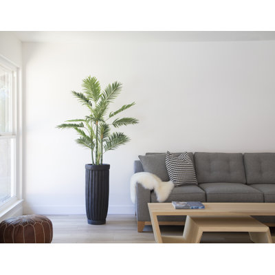 63.6'' Artificial Palm Tree In A Square Beige Fiberstone Planter
