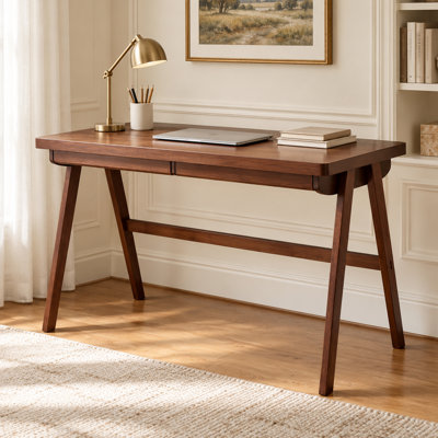 Bureau d'écriture en bois massif 39,37 "avec tiroir et pieds à structure en A