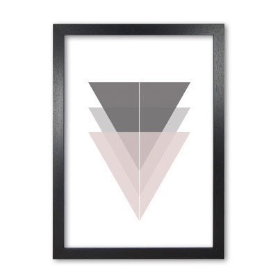Black, Grey And Pink Abstract Triangles - Print