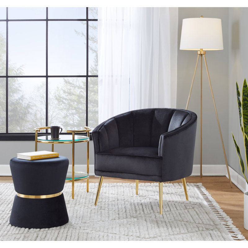  Benley Velvet Armchair, Black Velvet