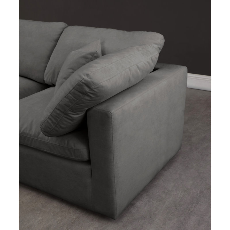 Burrows 158" Wide Down Cushion Modular Corner Sectional, Grey Linen Textured Fabric