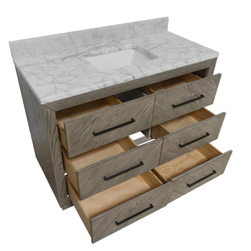 Ensemble de meuble-lavabo simple 48 po Rumalda, Chêne gris