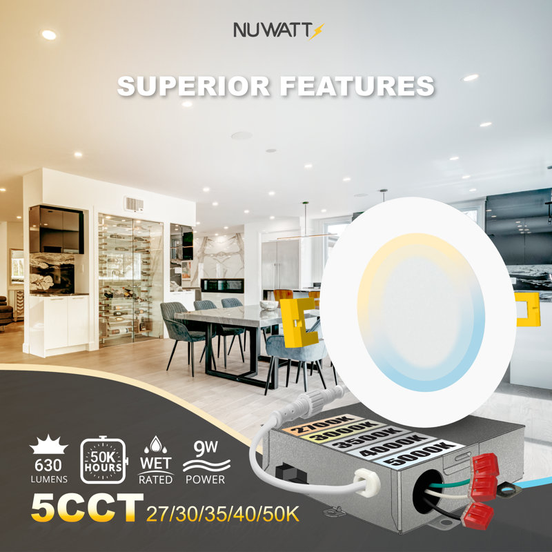White Aluminum 4'' LED Recessed Lighting Kit, 6-Pack