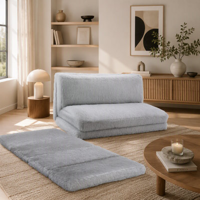Pouf-lit de sol pour adultes, canapé-lit long et épais de 137 x 259 cm, matelas de sol convertible en fauteuil mural pour salon
