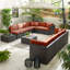 Miacomet Modular PE Rattan Garden Sofa Set and Table for Modern Gardens and Patios (Cover Included)-2147318854-2147318855
