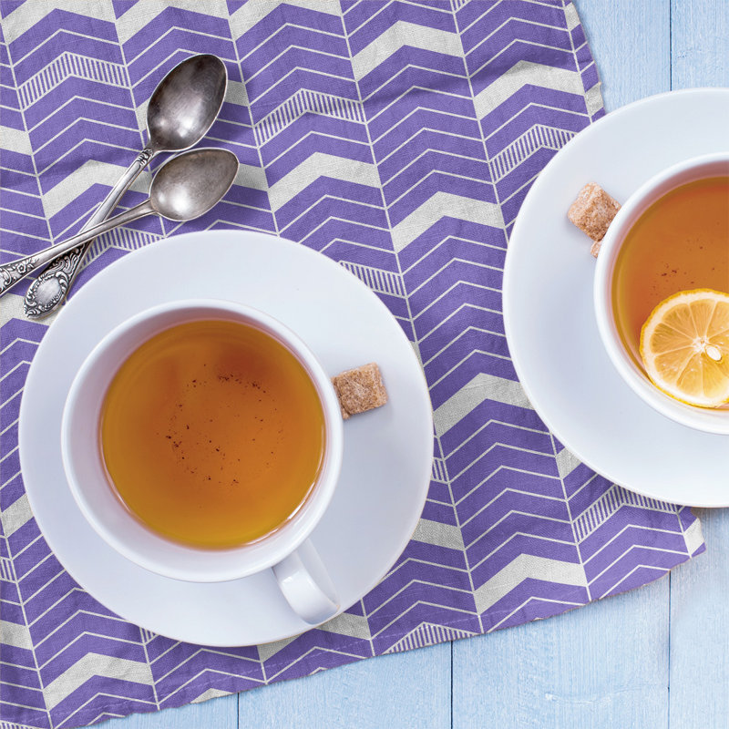 Stephenie Tea Towel Kitchen Towel, Purple/White, Cotton Twill