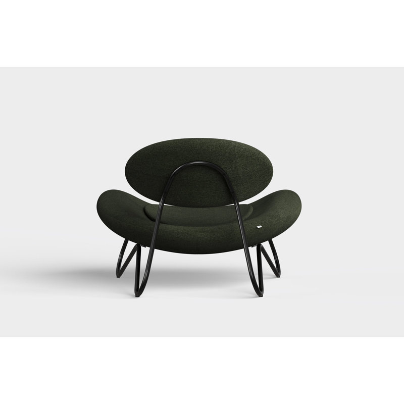 Meadow Lounge Chair, Black Painted Steel Frame, Pine Cotton Blend, Brushed Stainless Steel