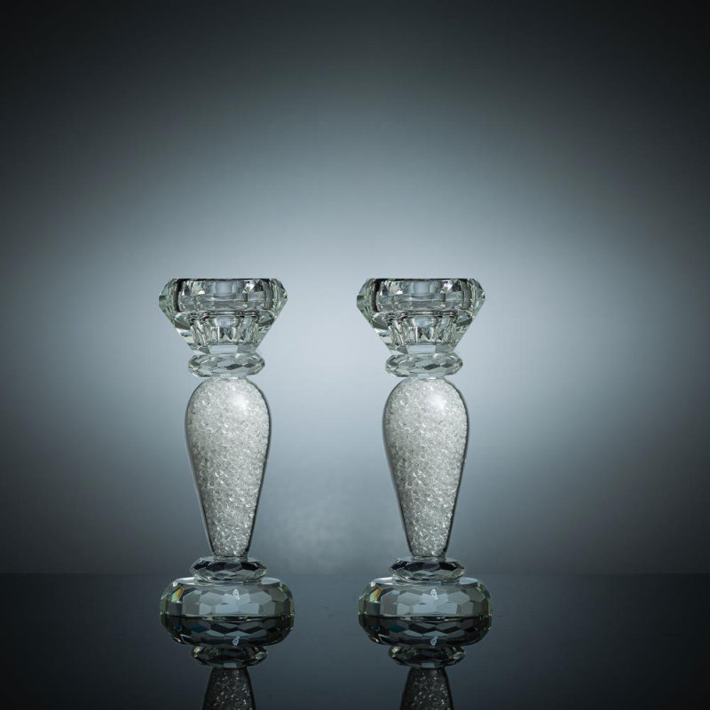 Bougeoir de table en cristal, H 6 po x l 2,25 po x P 2,25 po