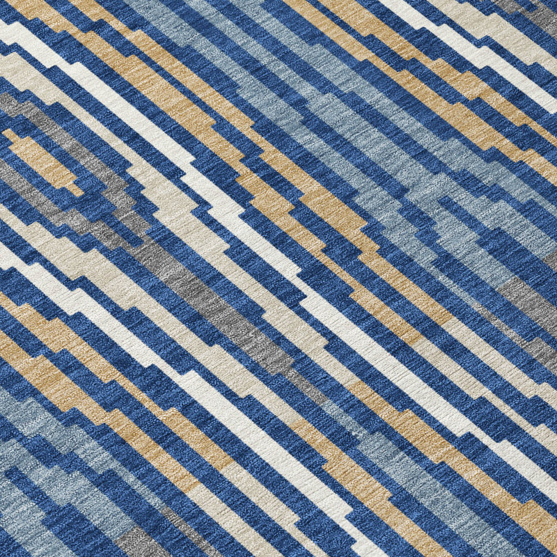 Machine Washable Indoor/Outdoor Chantille ACN2666 Modern Rug, Blue, 5' x 7'6"