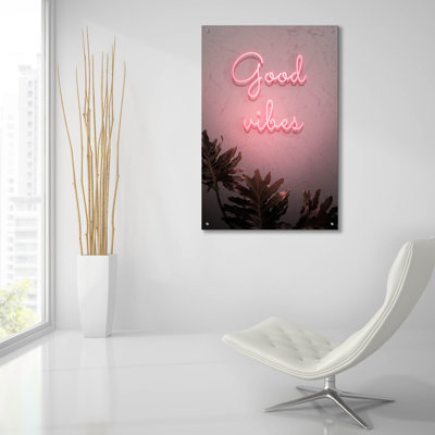 «Good Vibes In Neon Pink» par Epic Portfolio, art mural en verre acrylique