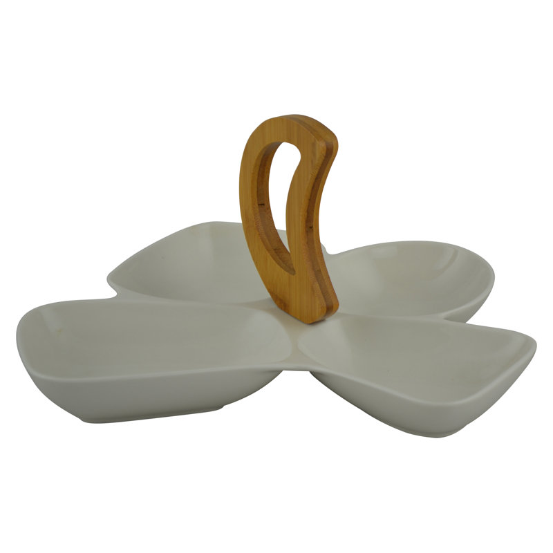 Gottschalk 4 Section Condiment Server with Bamboo Handle