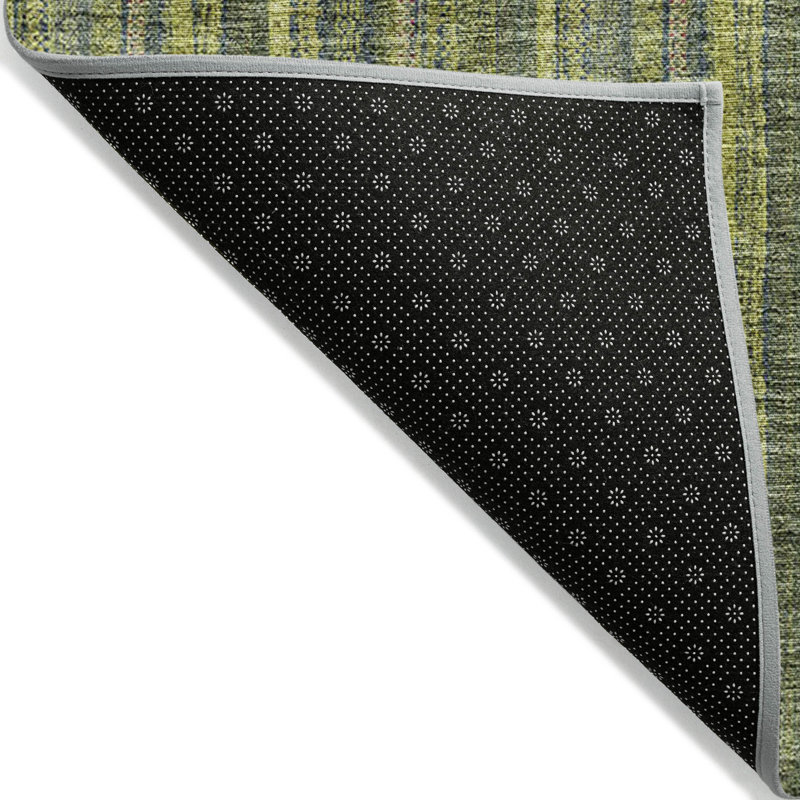 Tapis extérieur lavable rayé vert olive et vert lime 5 pi x 8 pi