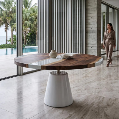 Asolo Walnut Round Dining Table