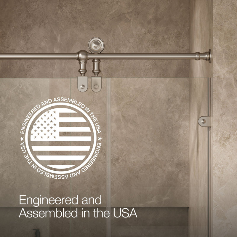 Artifacts 80-7/8 In. H Sliding Shower Door With 3/8 In.-Thick Glass, Brushed Nickel